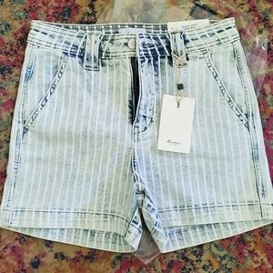 NWT KanCan Blue Striped Jean Shorts